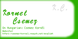 kornel csemez business card